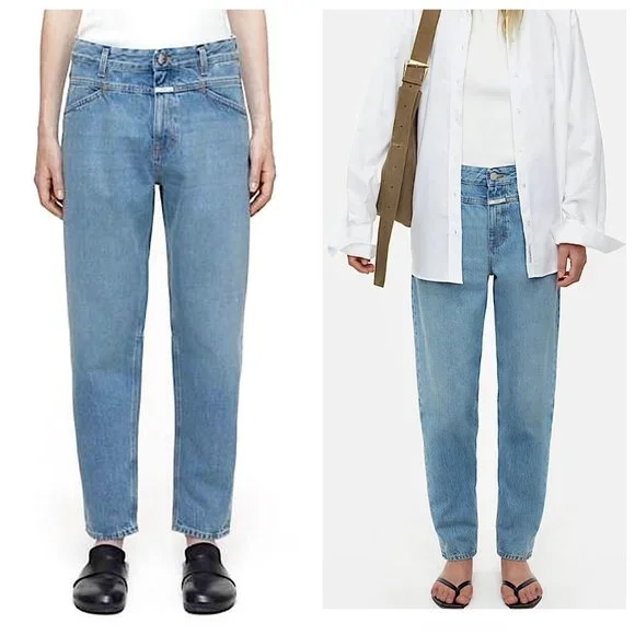 Closed X-Lent Barrel Leg Jeans in Mid Blue Size 26 - Picture 2 of 11